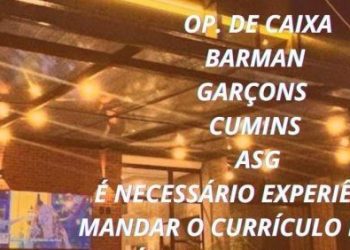 Empresa está selecionando Gerente, Op. de caixa, Barman, Garçons, Cumins, ASG; Envie seu currículo!