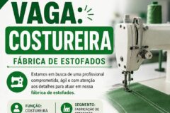 Fábrica de estofados está selecionando Costureira; Envie seu currículo!