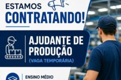 Empresa está selecionando Ajudante de produção; Envie seu currículo!