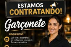 Seleção para vaga de Garçonete; Envie seu currículo!