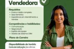 Empresa está selecionando para vaga de Vendedora; Envie seu currículo!