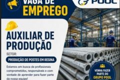 Grupo Pool está selecionando Auxiliar de produção; Envie seu currículo!
